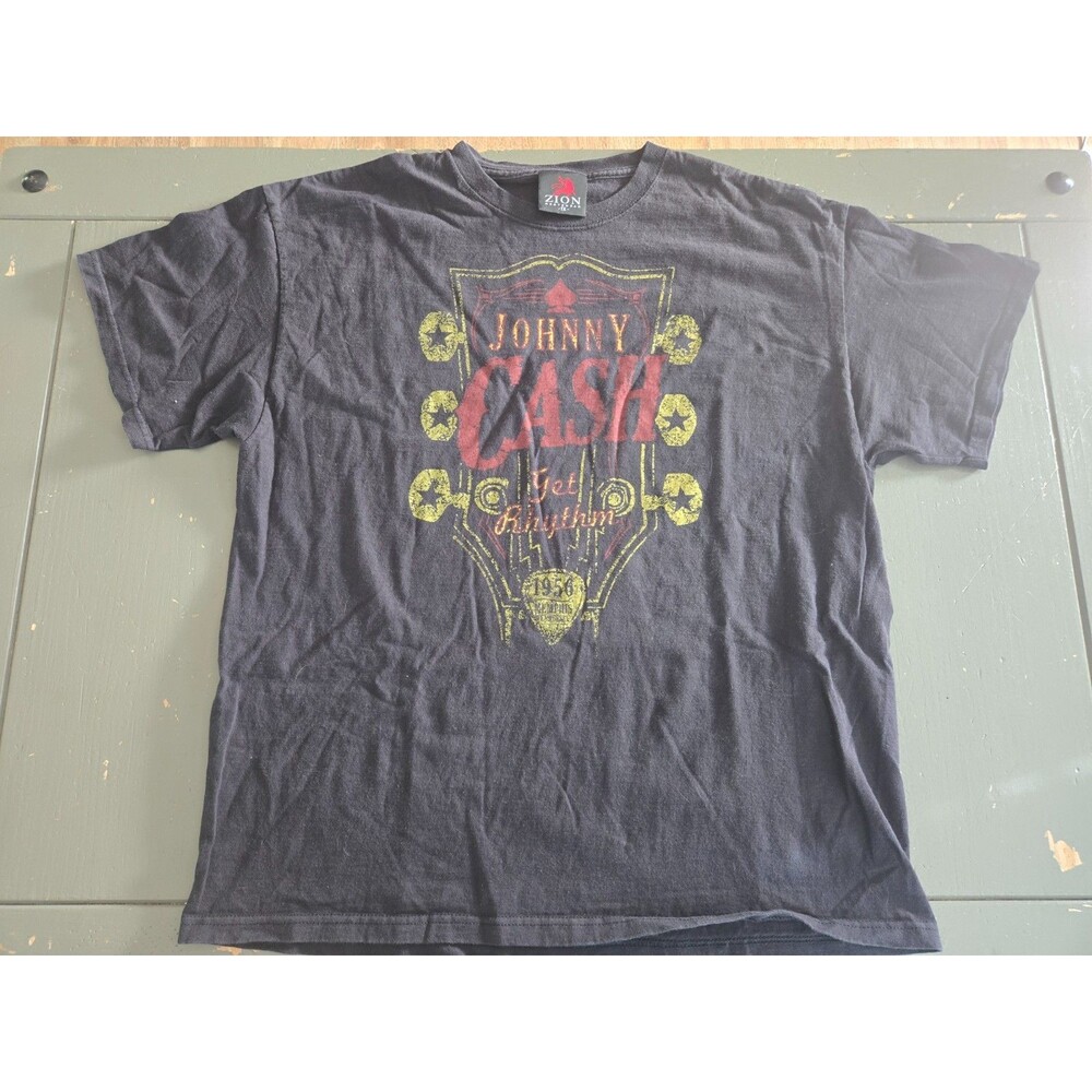 JOHNNY CASH Get Rhythm Tshirt Black Size XL ZION ROOTSWEAR Tag